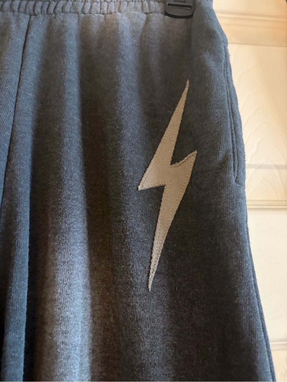 Aviator Nation Charcoal Gray Wide Leg Sweatpants with Lightning Bolt - Picture 4 of 6